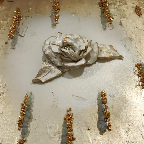 Original Polymer Clay Flower Gold Painting - Picture 6 of 6